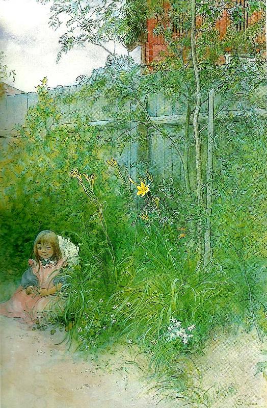 Carl Larsson brita i blomrabatten oil painting picture